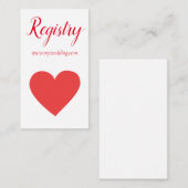 Carte D'accompagnement Registre des Mariages de coeur joli (Devant / Derrière)