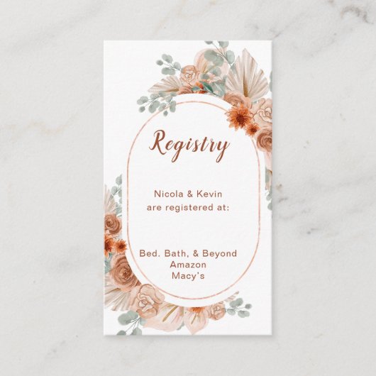 Carte D'accompagnement Registre d'herbe Boho Terracotta Pampas (Devant)