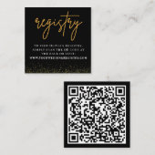 Carte D'accompagnement Registre du code QR romantique Mariage noir et or (Devant / Derrière)