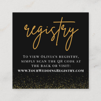 Carte D'accompagnement Registre du code QR romantique Mariage noir et or