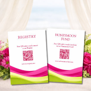 Carte D'accompagnement Registre et Caisse de Lune de Miel Fuchsia et Vert
