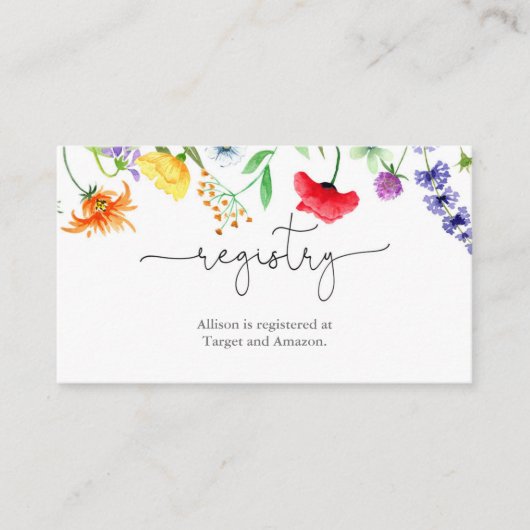 Carte D'accompagnement Registre fleur sauvage de la nuptiale (Devant)