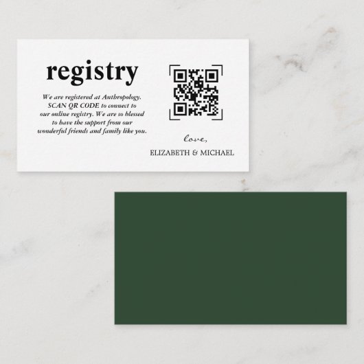 Carte D'accompagnement Registre mariage | Analyse du code QR (Devant / Derrière)