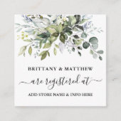 Carte D'accompagnement Registre mariage Aquarelle Vert Dusty Bleu (Devant)