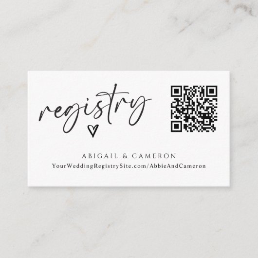 Carte D'accompagnement Registre Mariage de code QR Écriture simple modern (Devant)