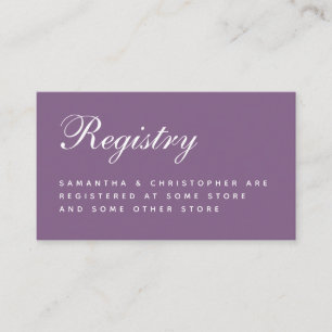 Carte D'accompagnement Registre mariage Dusty Purple Script simple