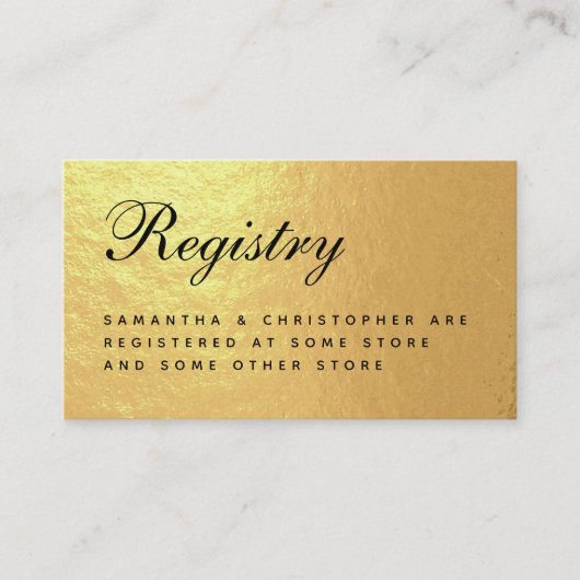 Carte D'accompagnement Registre mariage Faux Gold Foil Élégant Script Enc (Devant)