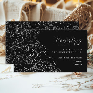 Carte D'accompagnement Registre Mariage floral soyeux et noir