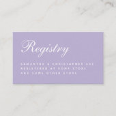 Carte D'accompagnement Registre Mariage Lavender Simple Script Purple (Devant)