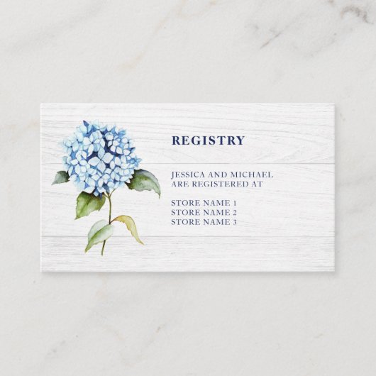 Carte D'accompagnement Registre Mariage Russe Watercolor Blue Hydrangea (Devant)