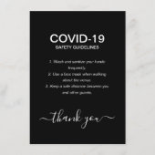 Carte D'accompagnement Règles de sécurité Covid de mariage simples en noi (Devant)