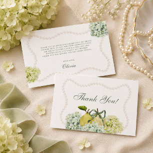 Carte D'accompagnement Remerciement de Baby Shower Mariage Hydrangea Poir