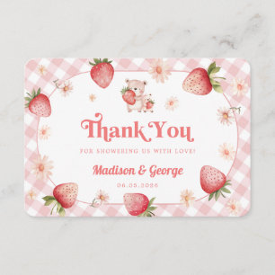 Carte D'accompagnement Remerciement de Baby Shower Rose à Carreaux de Gin