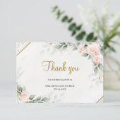 Carte D'accompagnement Remerciement Fleur Florale Rose Eucalyptus Vert Do (Debout devant)