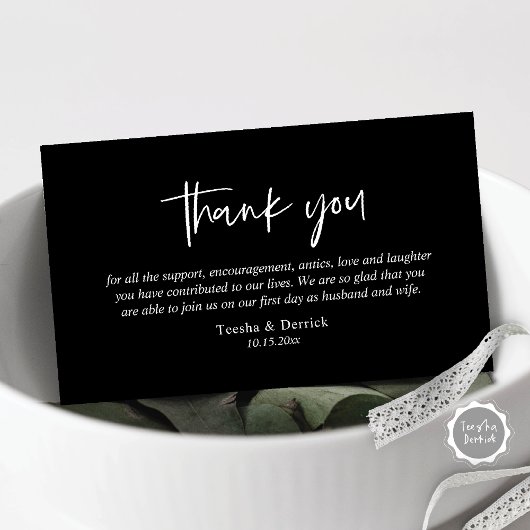 Carte D'accompagnement Remerciements de mariage, Encadré de script modern