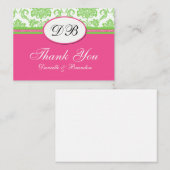 Carte D'accompagnement Remerciements de mariage rose et vert (Devant / Derrière)