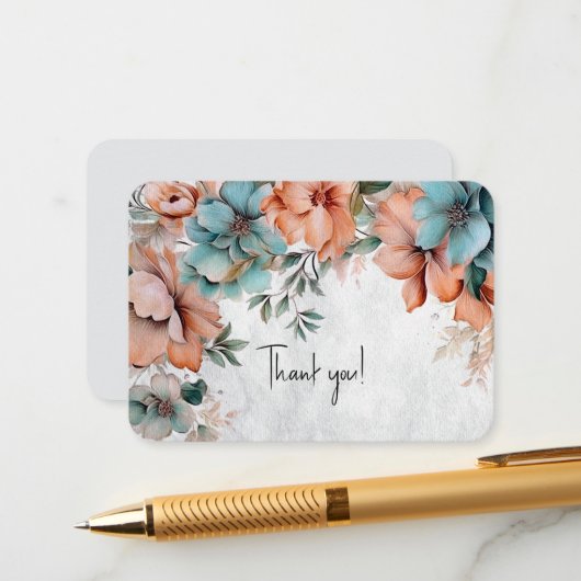 Carte D'accompagnement Remerciements Floraux (Devant/Arrière en situation)