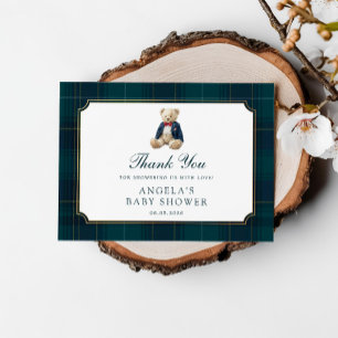 Carte D'accompagnement Remerciements pour Baby Shower Ourson Polo Preppy