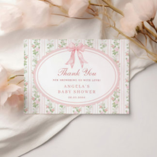 Carte D'accompagnement Remerciements pour Baby Shower Rose Grandmillénair