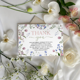 Carte D'accompagnement Remerciements pour Baby Shower Wildflower