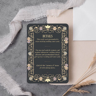 Carte D'accompagnement Renaissance Rococo Élégante Fleurs Mariage Vintage