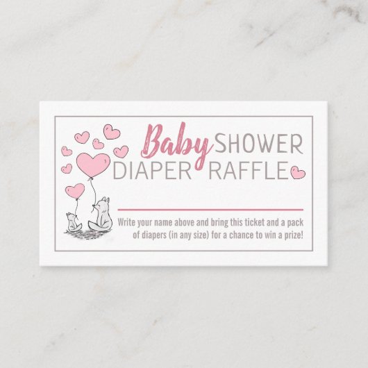Carte D'accompagnement Renard Coeurs Baby shower Déchets Raffle (Devant)