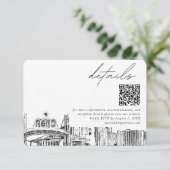 Carte D'accompagnement Reno Skyline Petits Mariages Détails QR Code RSVP (Debout devant)
