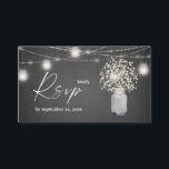 Carte D'accompagnement Repas Budget Bébé, Gra Chalkboard 2SM RSVP<br><div class="desc">Économisez de l'argent sur les invitations de mariages ou de fêtes avec une petite carte RSVP lors de l'achat en paquets. Baby's Breath Floral, Gray Chalkboard, et Mason Jar String Lights avec la carte RSVP repas. Version de petite taille. Vous voulez une carte RSVP plus grande? Voir notre collection pour...</div>