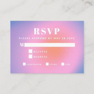 Carte D'accompagnement Repas tendance Retro dégradé rose et pourpre RSVP
