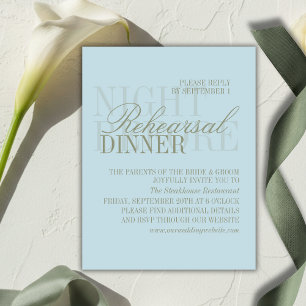 Carte D'accompagnement Répétition de mariage bleu citron moderne script