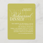 Carte D'accompagnement Répétition de mariage vert citron écriture moderne (Devant)