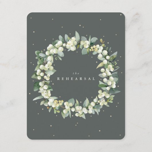 Carte D'accompagnement Répétition Mariage à bordure verte Snowberry+Eucal (Dos)