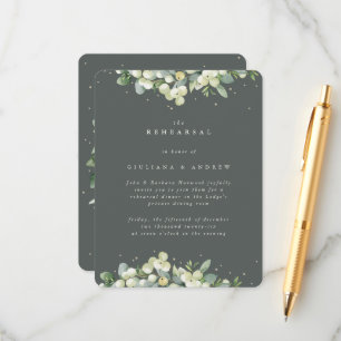 Carte D'accompagnement Répétition Mariage à bordure verte Snowberry+Eucal