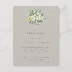 Carte D'accompagnement Répétition Mariage Greige Snowberry+Eucalyptus