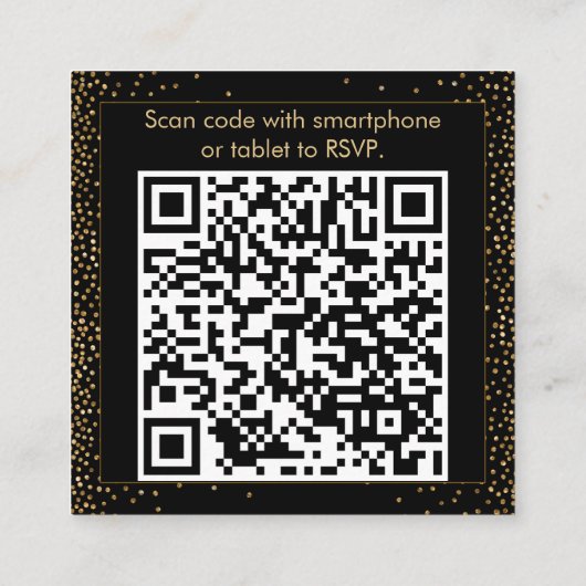 Carte D'accompagnement Répondre Festive Confetti QR Code noir RSVP (Dos)