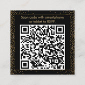Carte D'accompagnement Répondre Festive Confetti QR Code sur Noir (Dos)