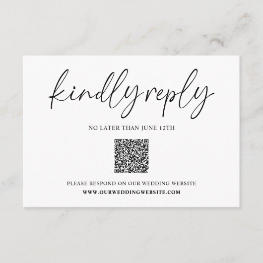 Carte D'accompagnement Répondre Minimaliste Mariage RSVP (Devant)