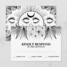 Réponse Céleste Soleil Lune Étoiles Bohème Main Fe