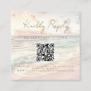 Carte D'accompagnement Réponse Code QR Mariage Plage Coucher de Soleil