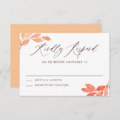 Carte D'accompagnement Réponse de mariage à feuillage automnal aquarelle (Devant / Derrière)