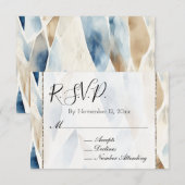 Carte D'accompagnement Réponse de mariage abstrait bleu crème de plage (Devant / Derrière)