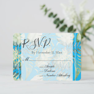 Carte D'accompagnement Réponse de mariage Aqua Blue Mint Tropical Green L