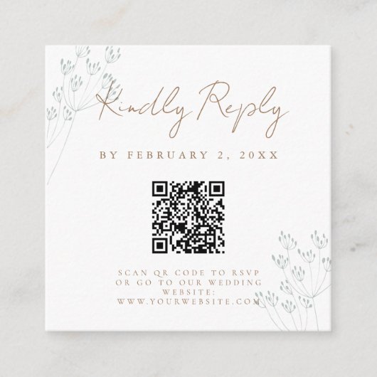 Carte D'accompagnement Réponse de mariage avec végétation florale par cod (Devant)