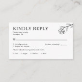 Carte D'accompagnement Réponse de mariage Bohème Fleur sauvage noir et bl (Devant)