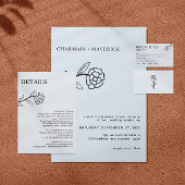 Carte D'accompagnement Réponse de mariage Bohème Fleur sauvage noir et bl