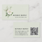 Carte D'accompagnement Réponse de mariage Code QR & Eucalyptus Vert Sauge (Devant / Derrière)