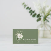 Carte D'accompagnement Réponse de mariage Code QR & Eucalyptus Vert Sauge (Debout devant)