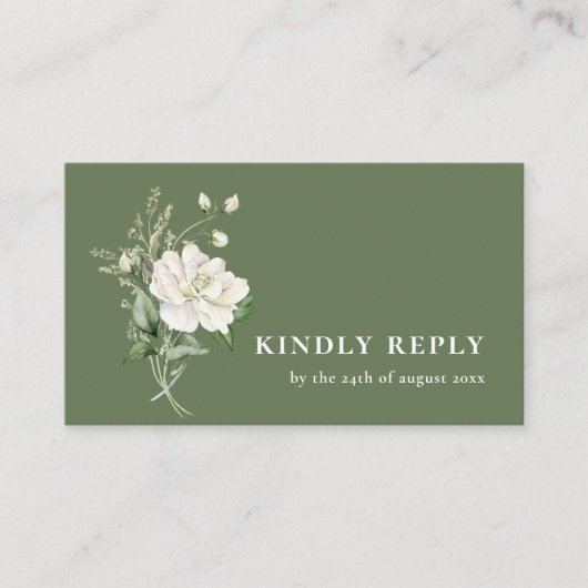 Carte D'accompagnement Réponse de mariage Code QR & Eucalyptus Vert Sauge (Devant)