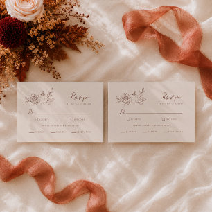 Carte D'accompagnement Réponse de mariage de citrouille automnale minimal