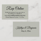 Carte D'accompagnement Réponse de mariage en ligne Élégant Simple Vert Sa (Devant / Derrière)